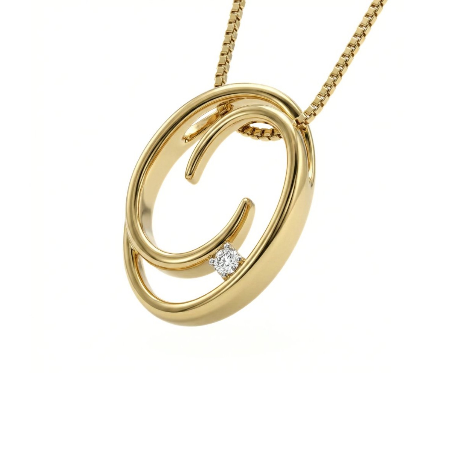 Diamantsmykke i gult gull med 0,025 ct W-Si -BUR242601