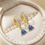 Kreoler i forgylt sølv med cirkonia og blåklokke LIV - 701212