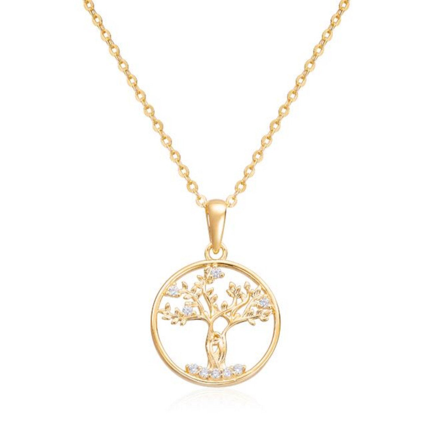 Smykke Livets tre i sølv forgylt og zirkoner - 3070145
