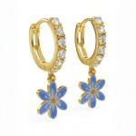 Kreoler i forgylt sølv med cirkonia og blåveis. LIV - 701412