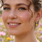 Kreoler i forgylt sølv med cirkonia og smørblomst. LIV - 701509