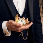 Bonett lommeur double quartz m/mønster inkl. kjede - 428DM