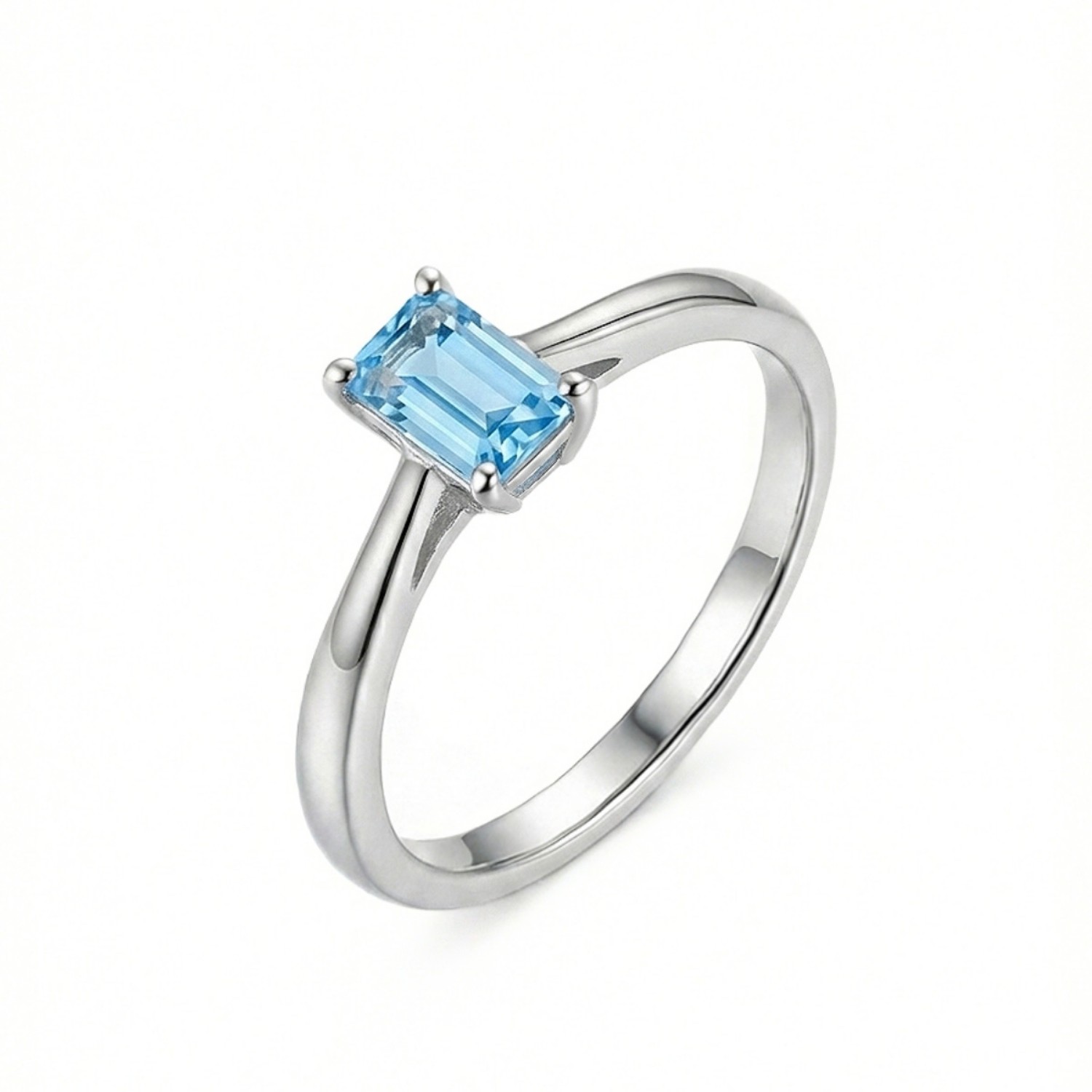 Forlovelesring med Emerald cut blå Lab Grown diamant 0,79ct VVS2. Leticia - LG725510239
