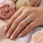 Forlovelesring med Emerald cut blå Lab Grown diamant 0,79ct VVS2. Leticia - LG725510239