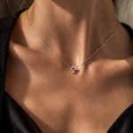 Kors i 18kt gull med 0,07ct W-Si og rubin med gull kjede - 295018