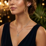 Smykkesett Livets tre i rhodinert sølv med zirkonia - 69546