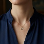 Smykke i gult gull med zirkonia - 26729