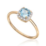 Diamantring i gult gull med topas og 0,046ct W-SI - 57460