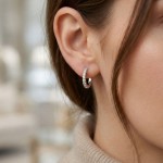 Diamantøredobber i gull med 0,75 ct W-Si -BUR734862