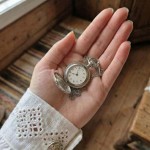 Bonett lommeur, anhengsur chrom m/lokk inkl. kjede - 418C