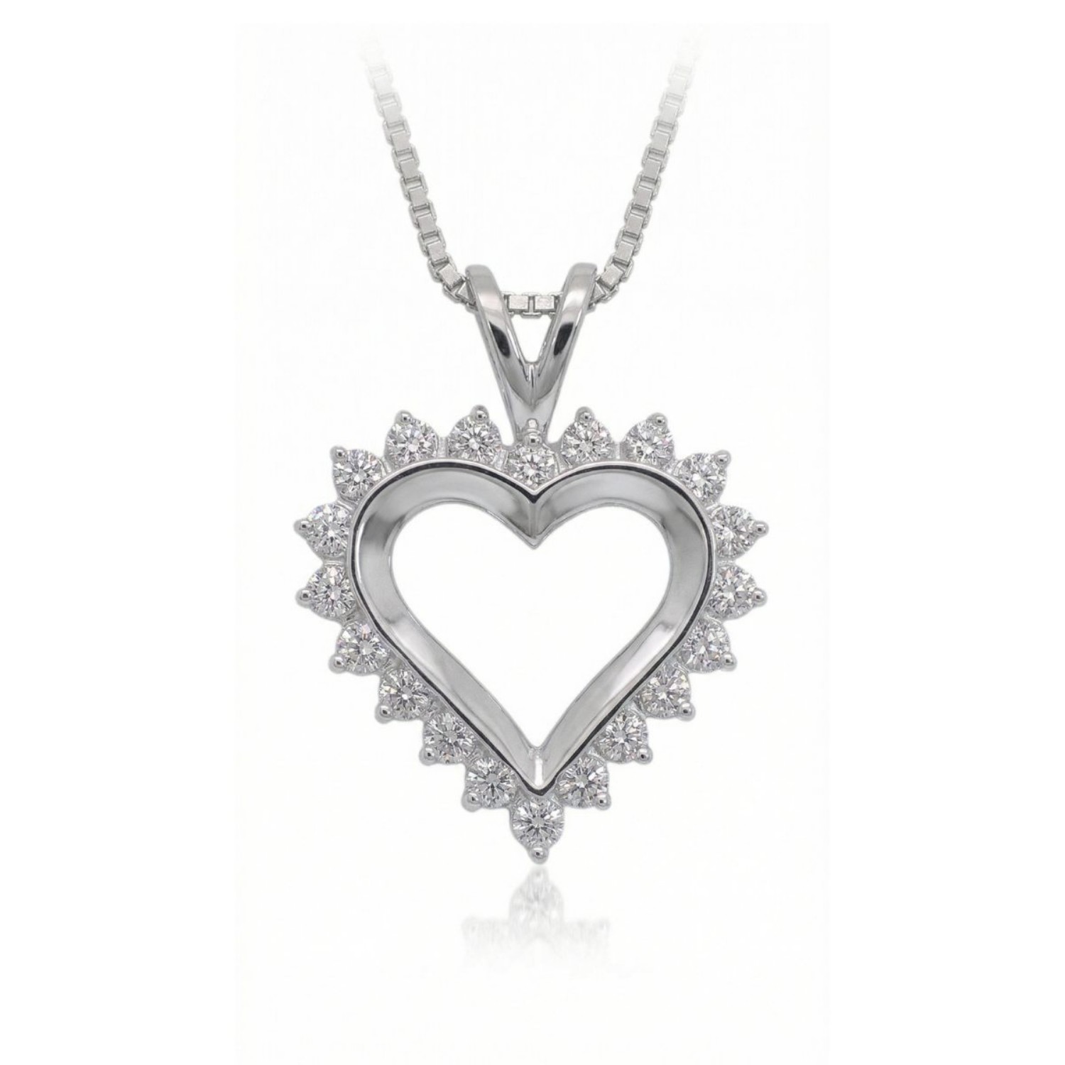 Diamanthjerte i hvitt gull 14 karat med 0,35 ct W-Si - 26463Diamanthjerte i hvitt gull 14 karat med 0,35 ct W-Si - 26463