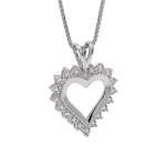 Diamanthjerte i hvitt gull 14 karat med 0,35 ct W-Si - 26463