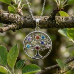 Livets tre i sølv med zirkonia-3000042