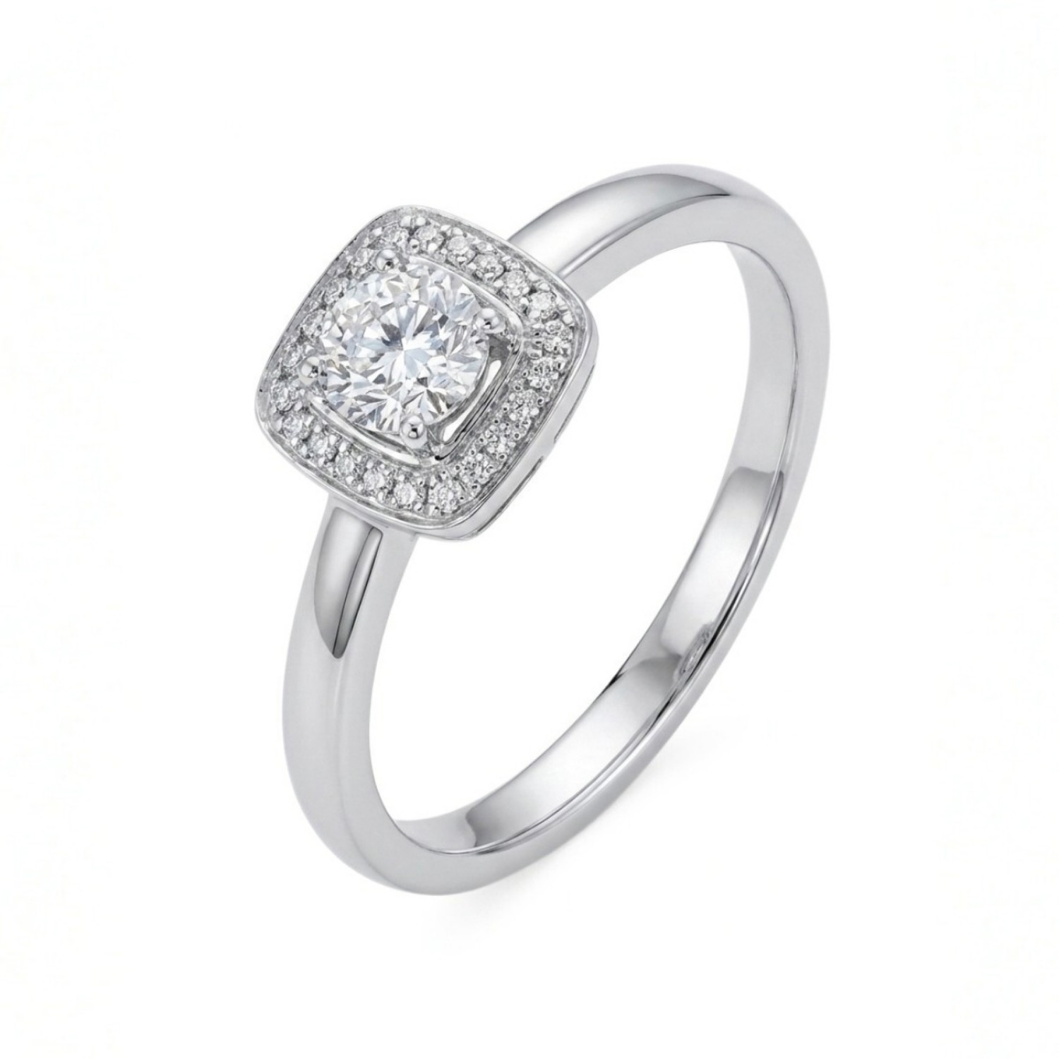 Diamantring med 0.34 ct, hvitt gull 18 kt - 19011