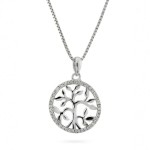 Livets tre i sølv med zirkonia - 2986542