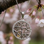 Livets tre i sølv med zirkonia - 2986542