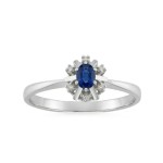 Diamantring i hvitt gull med 0,06 ct W-Si og safir -570286
