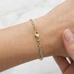 Armbånd gull. SINGAPORE i hvitt og gult gull 14 kt, 18 cm/2,9 mm - 18TF2918