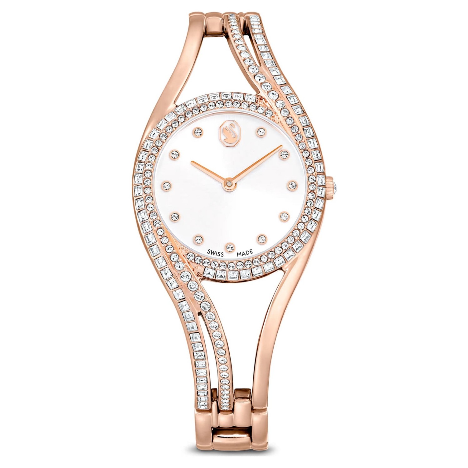 Swarovski klokke Hyperbola bangle watch Swiss Made, Metal bracelet, Rose gold tone, Rose gold-tone finish - 5715465