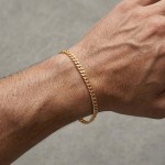 Armbånd i gult gull 14 karat, 21 cm, bredde 4,7 mm - 11GU4721