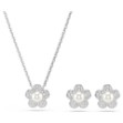 Swarovski smykkesett Ariana Grande x Swarovski set Crystal pearl, Round cut, Flower, White, Rhodium plated - 5749180
