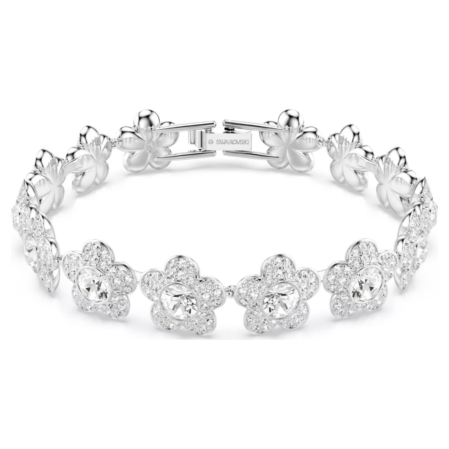Swarovski armbånd Ariana Grande x Swarovski bracelet Round cut, Flower, White, Rhodium plated - 5749182
