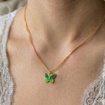 Bilde av Smykke i forgylt sølv grønn sommerfugl. LIV - 860814