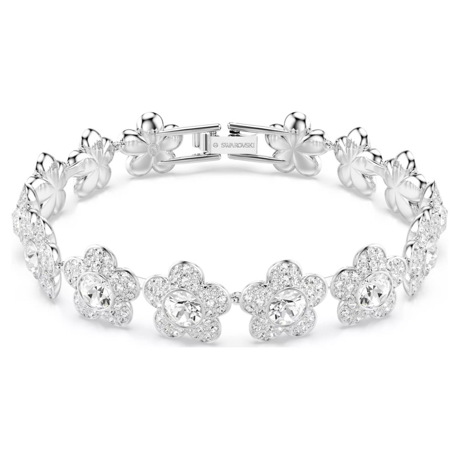 Swarovski armbånd Ariana Grande x Swarovski bracelet Round cut, Flower, White, Rhodium plated - 5749182