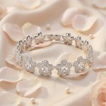 Swarovski armbånd Ariana Grande x Swarovski bracelet Round cut, Flower, White, Rhodium plated - 5749182