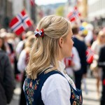 Hårspenne 17.mai sløyfe, håndlaget -290326