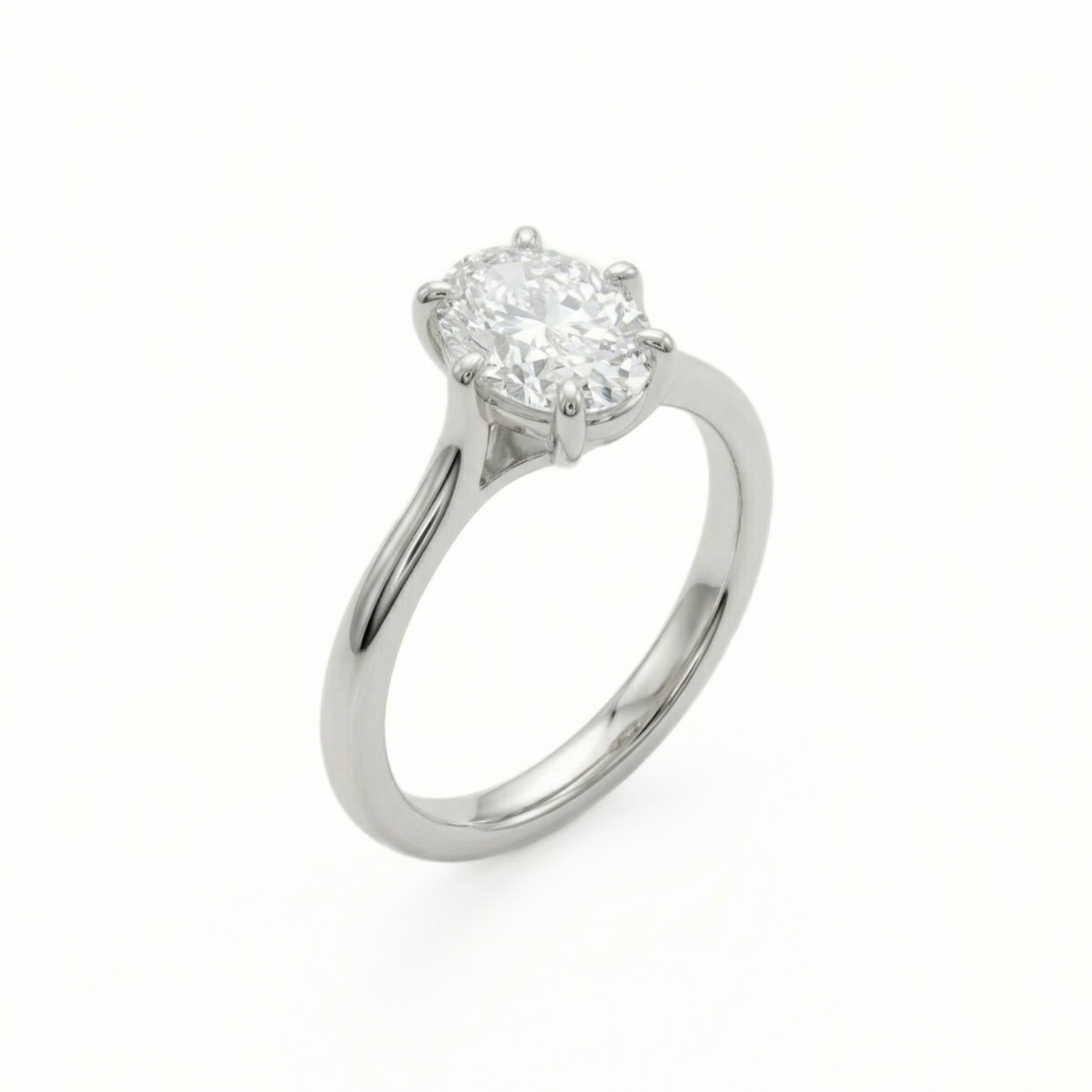 Forlovelsesring med Oval Lab Grown diamant i 0.72 ct og River (D) -VS1 - LG072HG