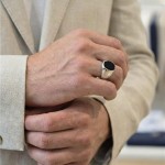 Herrering med sølv med agat - 64514ag