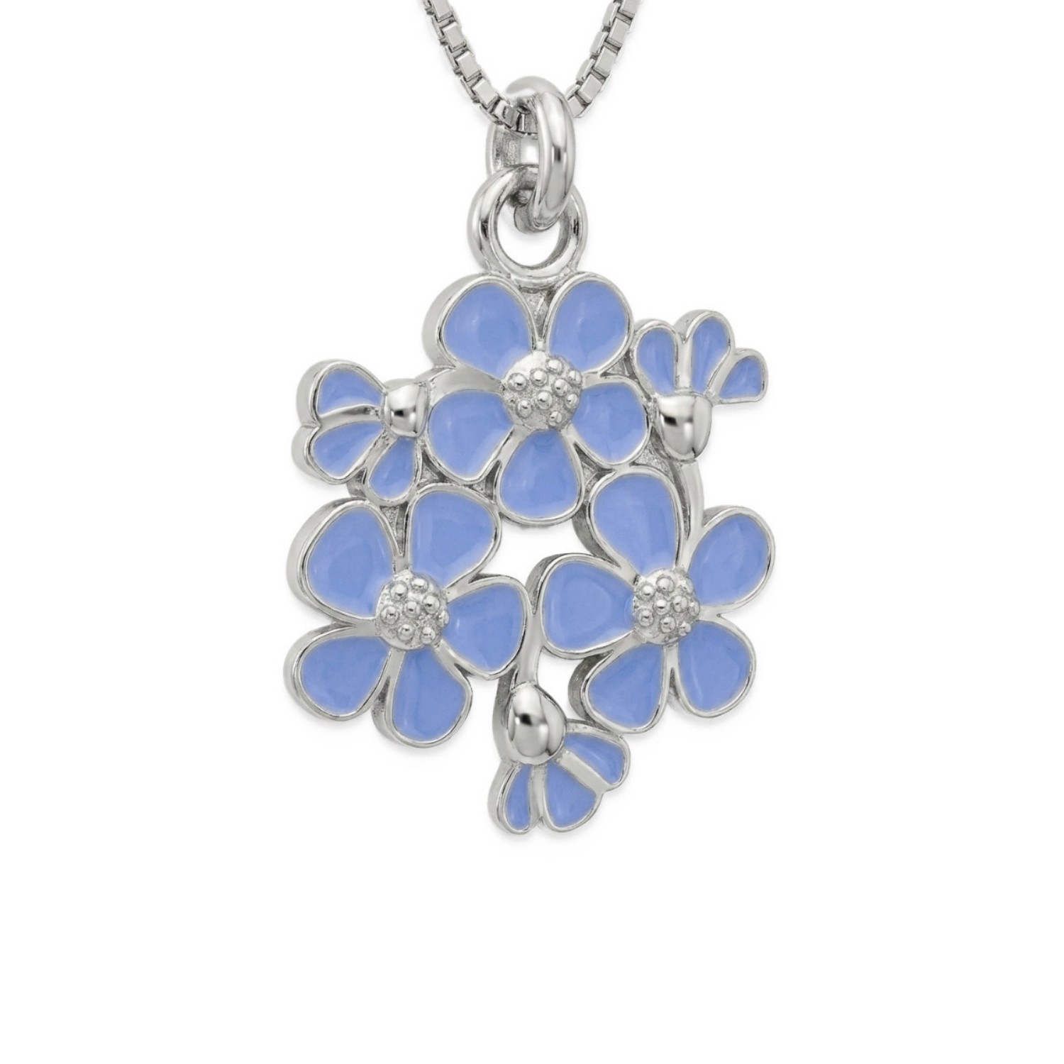 Smykke i rhodinert sølv Blå forglem-meg-ei. LIV - 860602-2