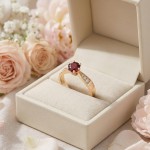 Gullring Margrete i 14kt gult gull med granat og 0,09ct W-Si sidesteiner - 16116-1.50GRGU