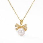 Smykke "Chic Bow" i forgylt sølv med zirkonia - 3062745