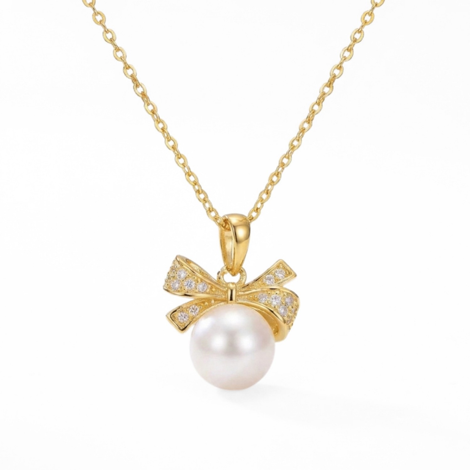 Smykke "Chic Bow" i forgylt sølv med zirkonia - 3062745