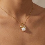 Smykke "Chic Bow" i forgylt sølv med zirkonia - 3062745