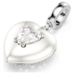Swarovski smykke Idyllia charm Mixed cuts, Pearl-colored coating, Heart, White, Rhodium plated - 5742960