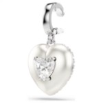 Swarovski smykke Idyllia charm Mixed cuts, Pearl-colored coating, Heart, White, Rhodium plated - 5742960