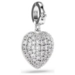 Swarovski smykke Idyllia charm Mixed cuts, Pearl-colored coating, Heart, White, Rhodium plated - 5742960