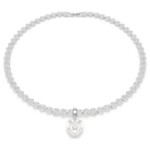 Swarovski smykke Idyllia charm Mixed cuts, Pearl-colored coating, Heart, White, Rhodium plated - 5742960