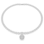 Swarovski smykke Idyllia charm Mixed cuts, Pearl-colored coating, Heart, White, Rhodium plated - 5742960