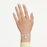Swarovski smykke Idyllia charm Mixed cuts, Pearl-colored coating, Heart, White, Rhodium plated - 5742960