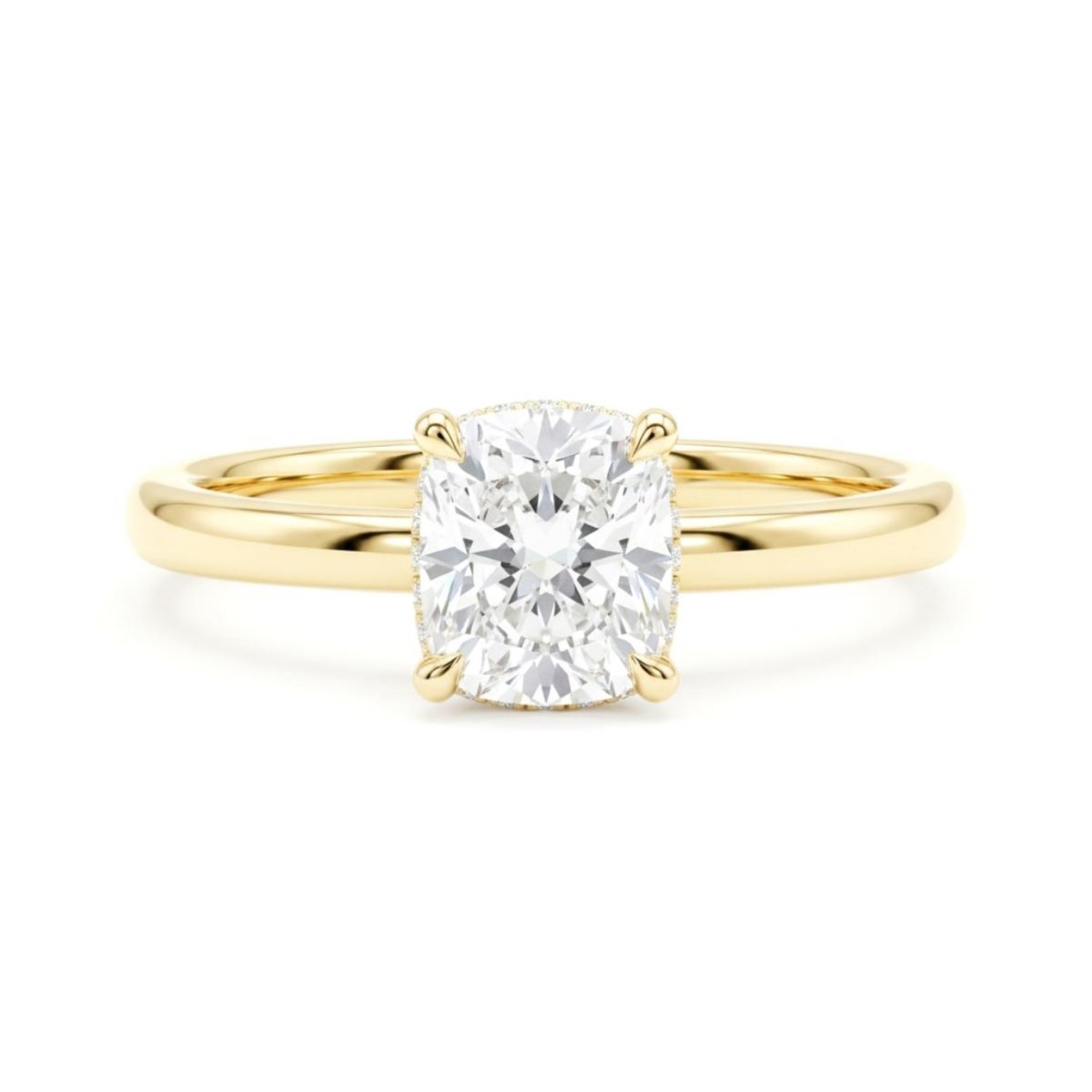 Forlovelsesring med Lab Grown Cushiun Lab diamant 1 ct River(D)VS1 med 0,06ct TW-VS i hidden halo - ΗR0725100cuLG