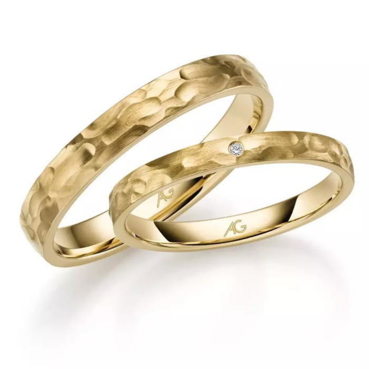 Gifteringer i gult gull 14 kt, 2.5 mm & 3.5 mm. GERSTNER - 31322
