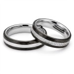 Gifteringer i hvitt gull med carbon og diamanter - 4981458