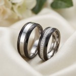 Gifteringer i hvitt gull med carbon og diamanter - 4981458