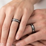 Gifteringer i hvitt gull med carbon og diamanter - 4981458