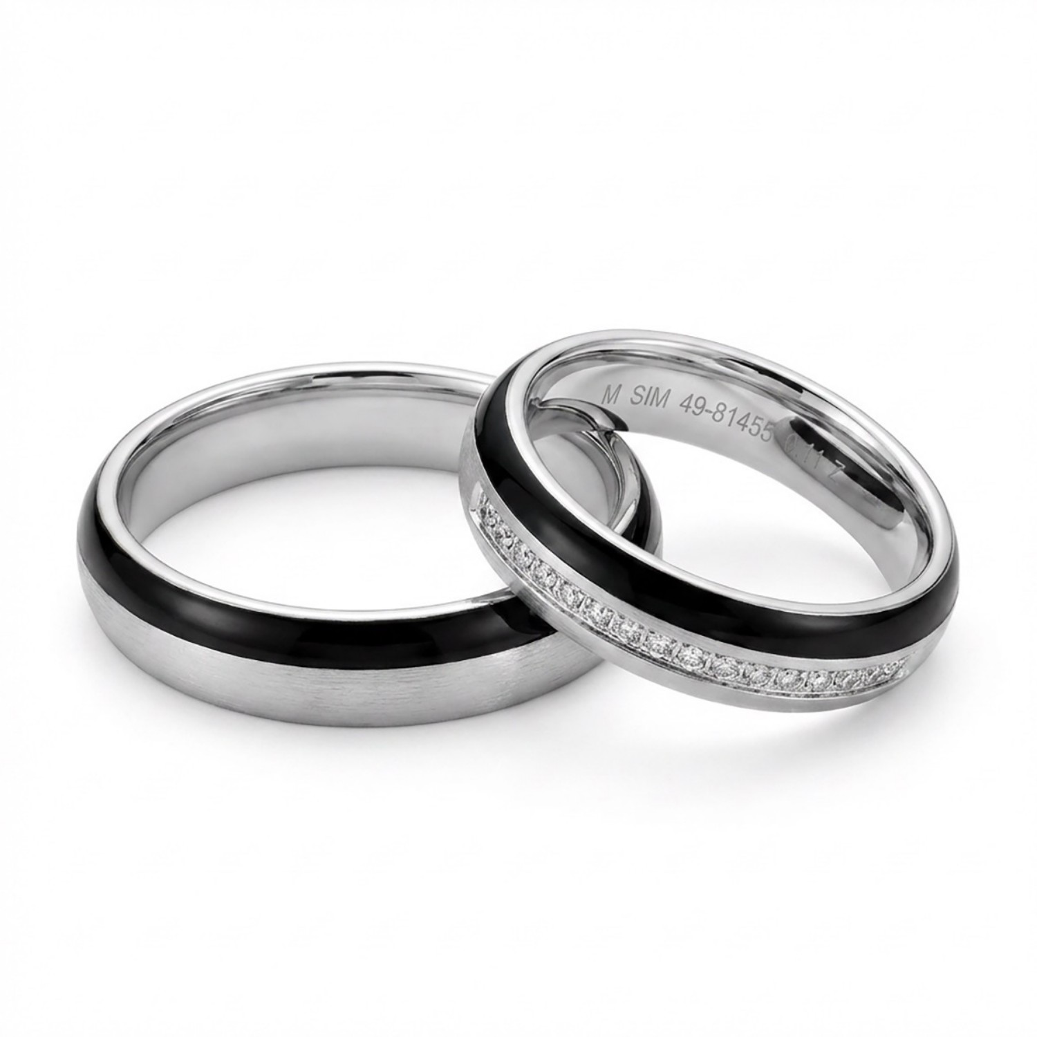 Gifteringer med carbon, diam. 0.110 ct, 5 mm. Carbon - 4981456