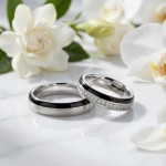 Gifteringer med carbon, diam. 0.110 ct, 5 mm. Carbon - 4981456